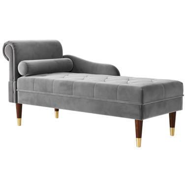 Grey velvet best sale chaise lounge chair